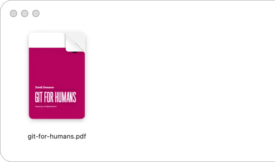 File browser showing Git For Humans PDF